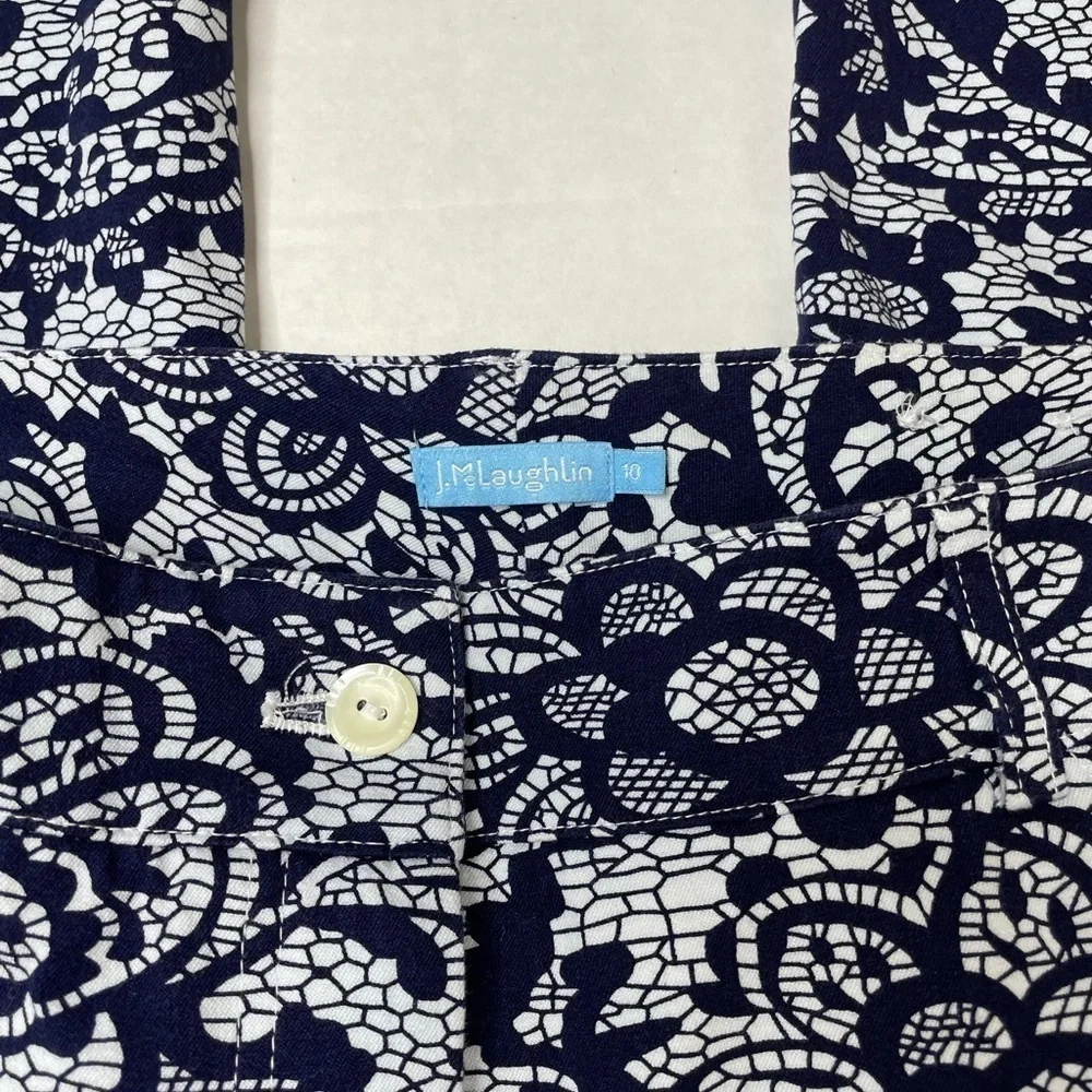 J. McLaughlin Blue Floral Lace Printed Slim Leg Pants - Picture 3 of 3